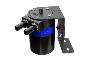 HPS Performance Aluminum Oil Catch Can Kit with 1/2 inch Barb Adapters and Rubber Hoses Blue 861-502BL