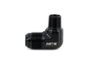 HPS Performance 90 Degree -8 AN Flare to 3/8 inch NPT Adapter Aluminum Black