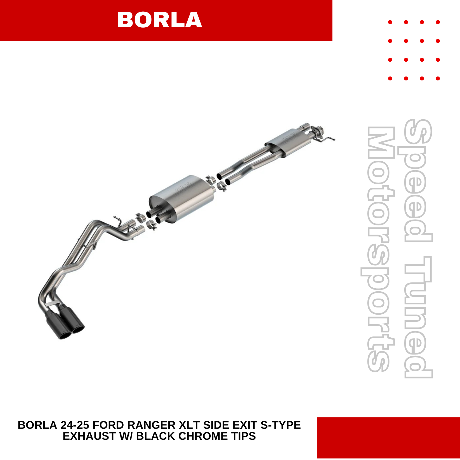 Borla 24-25 Ford Ranger XLT Side Exit S-type Exhaust w/ Black Chrome Tips