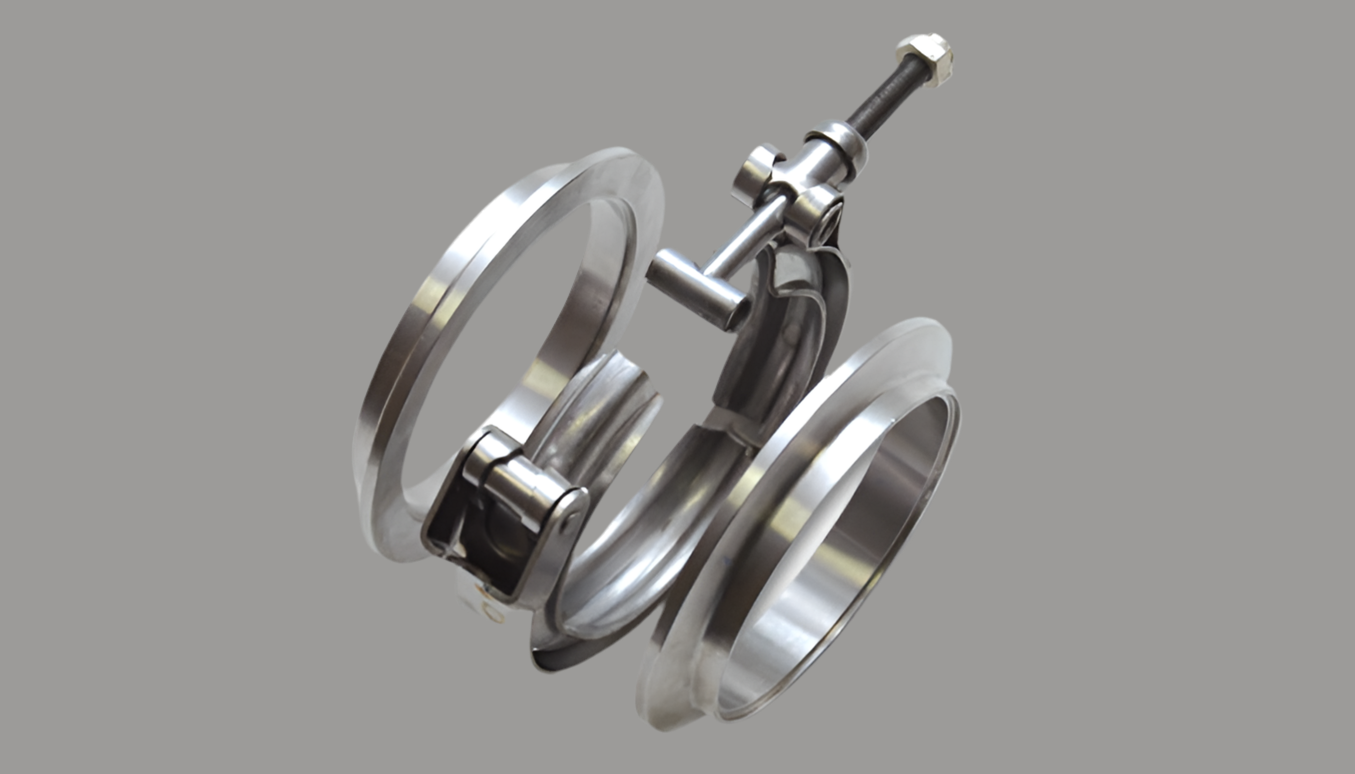 Vibrant T304 SS V-Band Flange Assembly for 3in O.D. Tubing incl 2 V-Band flanges & 1 V-Band Clamp