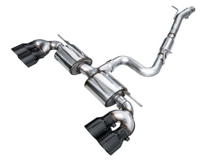 AWE Tuning MK8 Volkswagen Golf R 3in Touring Edition Quad Exhaust - Diamond Black Tips