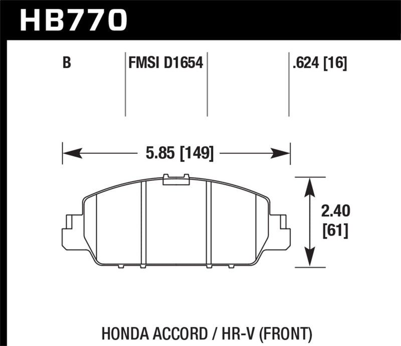 Hawk 13-17 Honda Accord HPS 5.0 Front Brake Pads