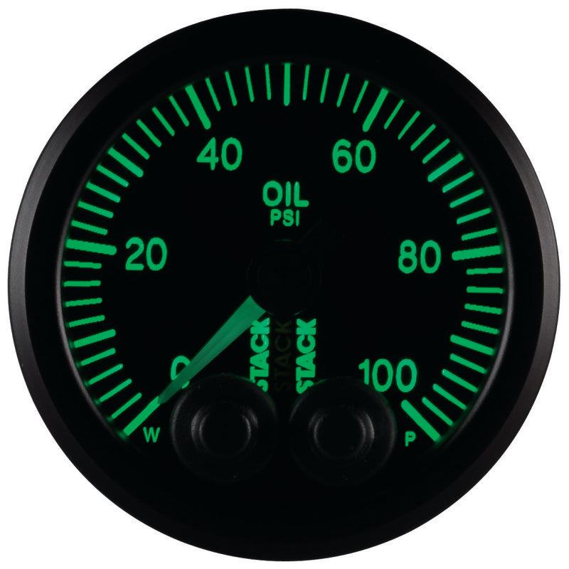 Autometer Stack Instruments Pro Control 52mm 0-100 PSI Oil Pressure Gauge - Black (1/8in NPTF Male)