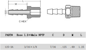 1/8 Inch NPT Hose Barb Fittings