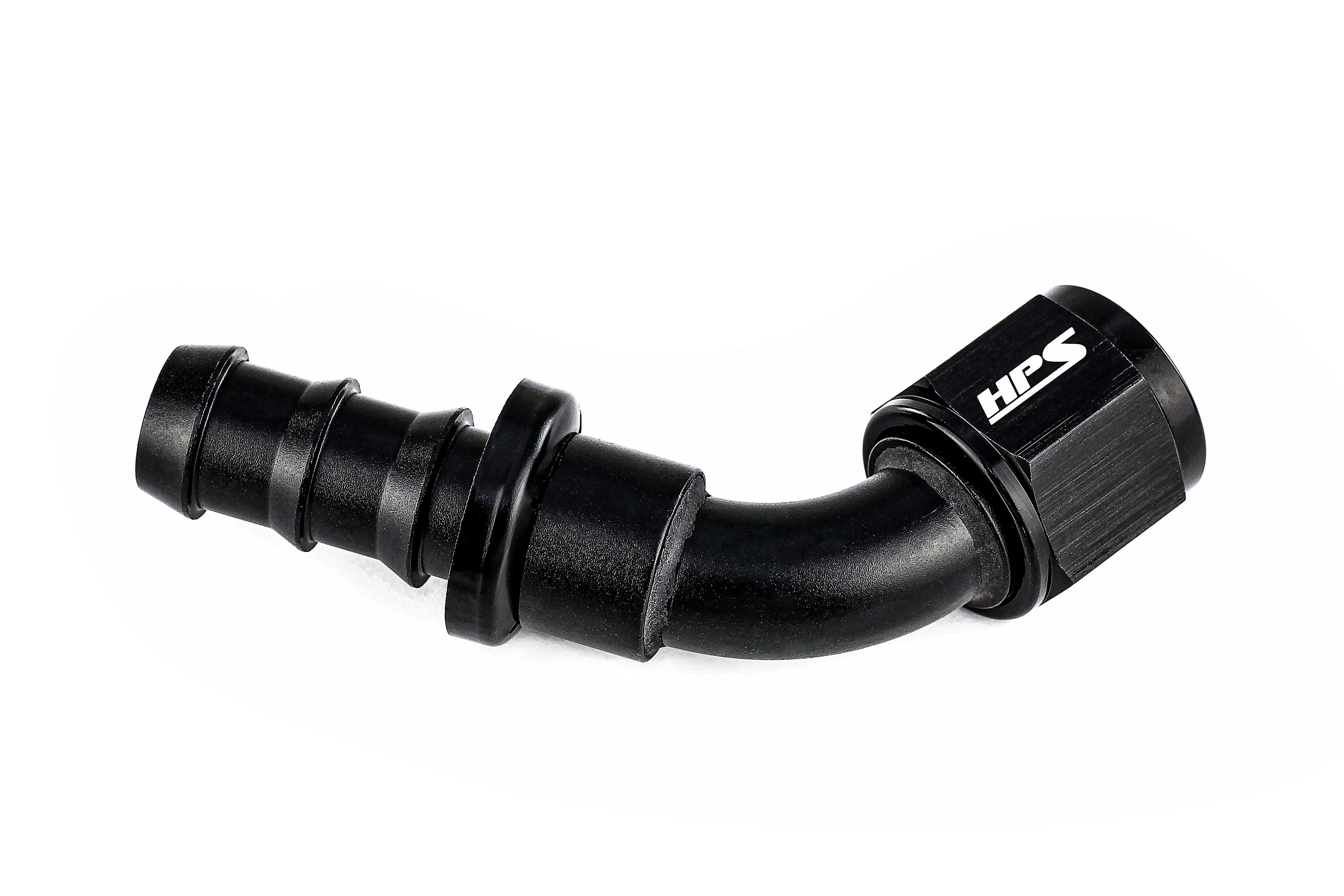 HPS Performance 60 Degree -12 Push-on Hose End to AN Female Aluminum Black