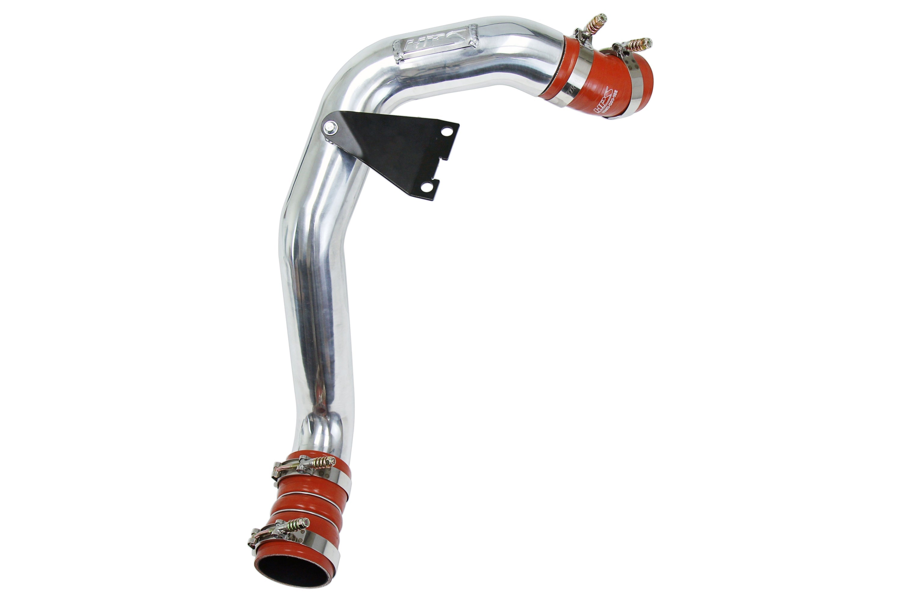 HPS Intercooler Charge Pipe (Hot Side) with Orange Boots, Polished, 17-171P