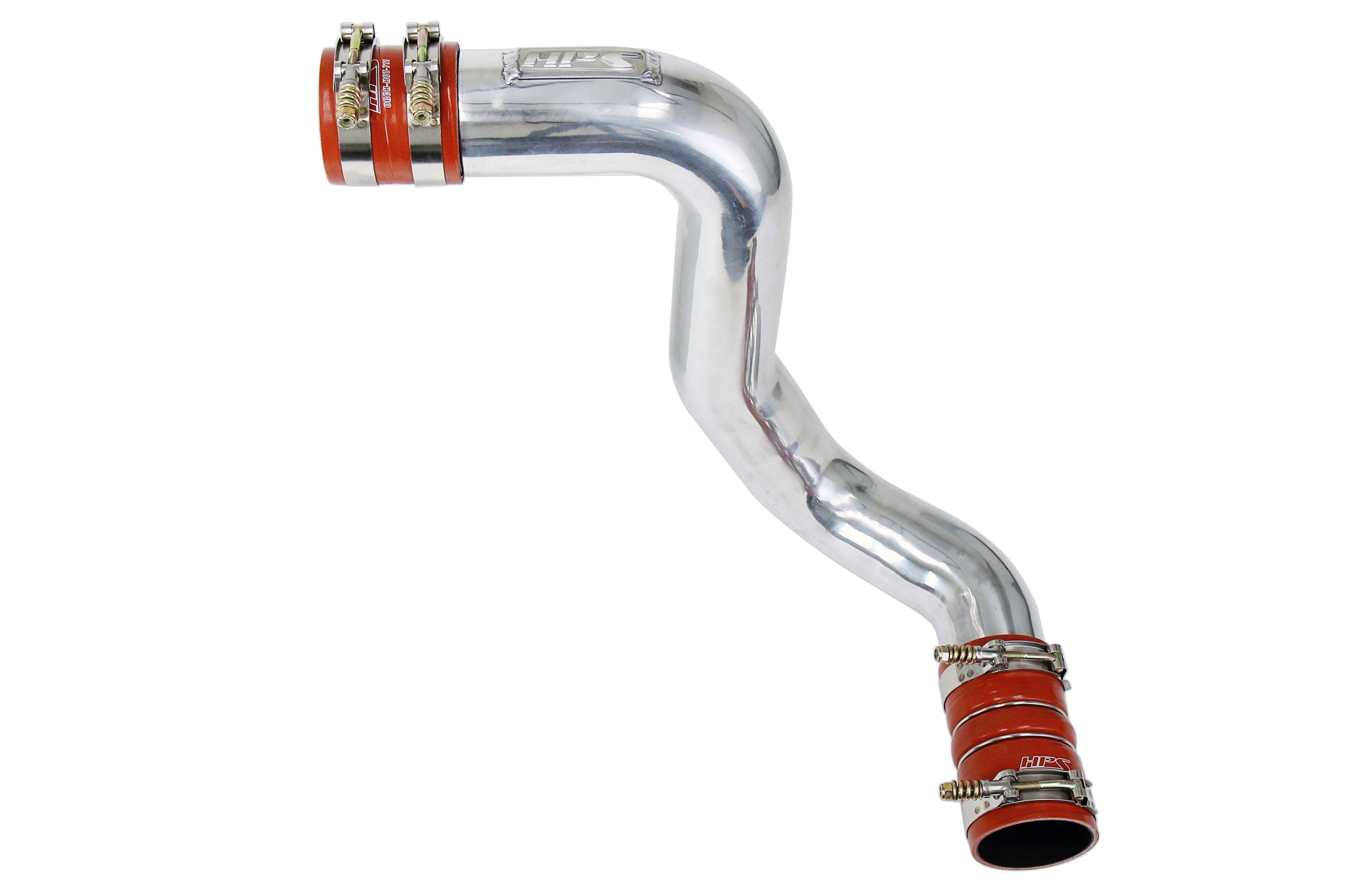 HPS Intercooler Charge Pipe (Cold Side) with Orange Boots, Polished, 17-172P