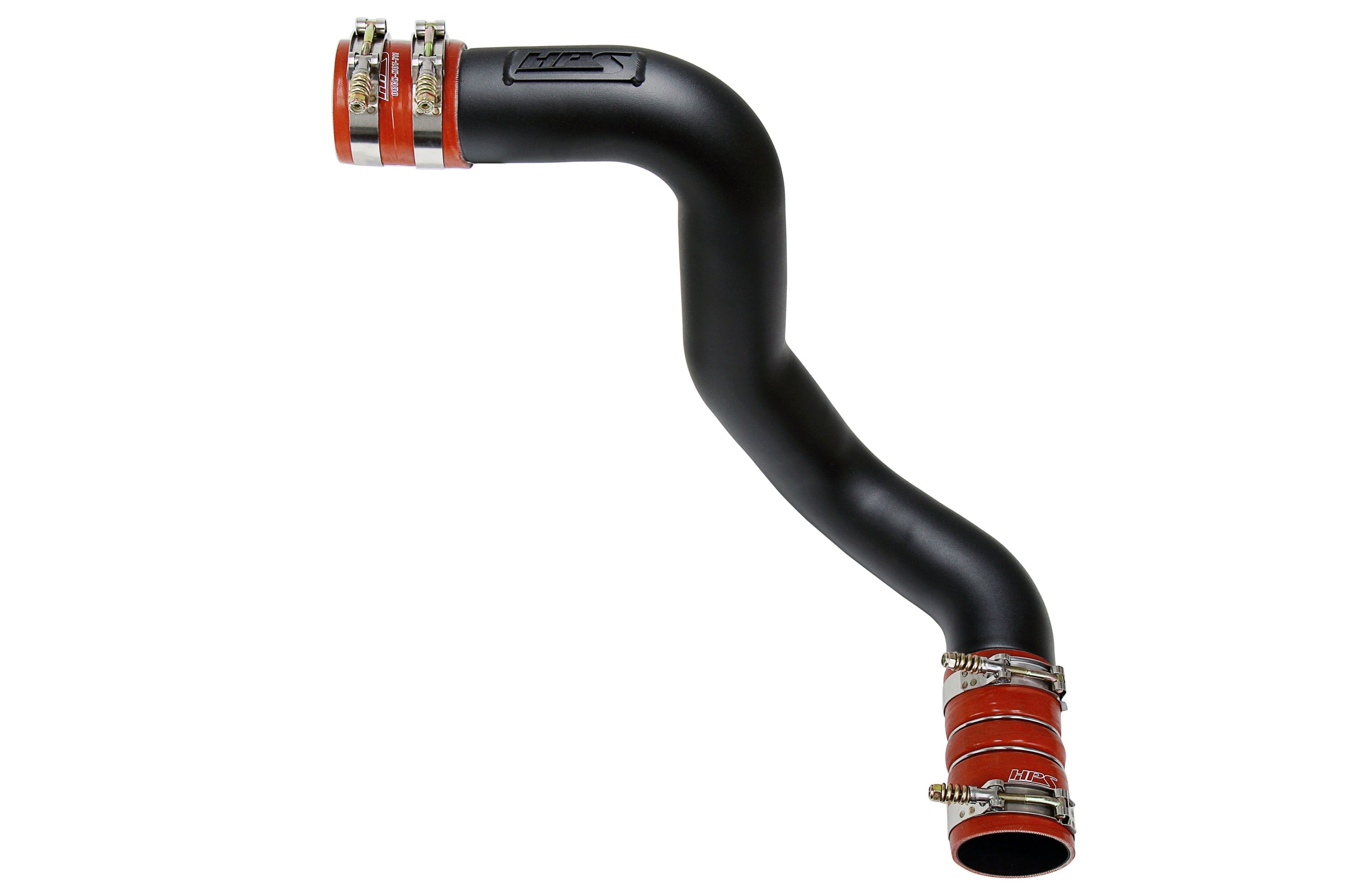 HPS Intercooler Charge Pipe (Cold Side) with Orange Boots, Black, 17-172WB