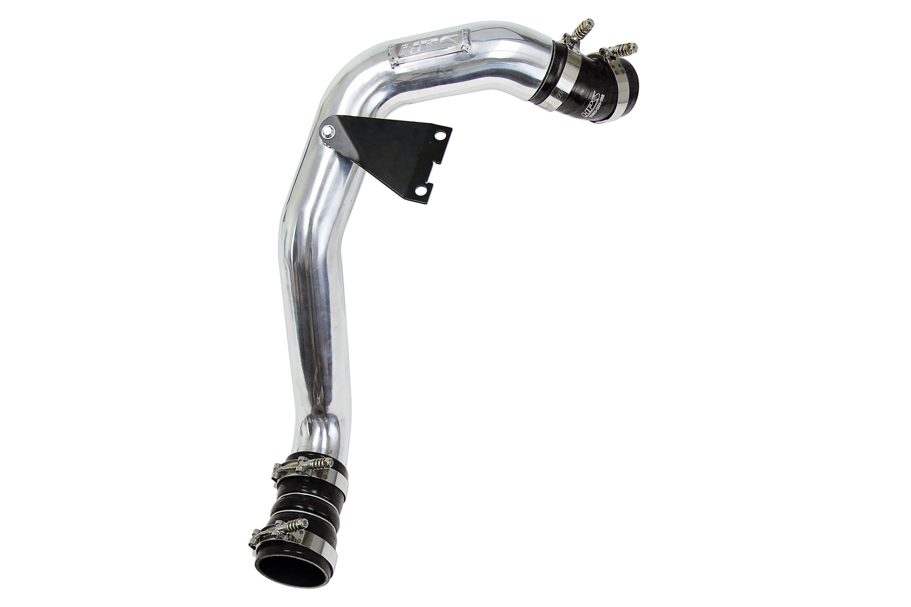 HPS Intercooler Charge Pipe (Hot Side) with Black Boots, Polished, 17-173P