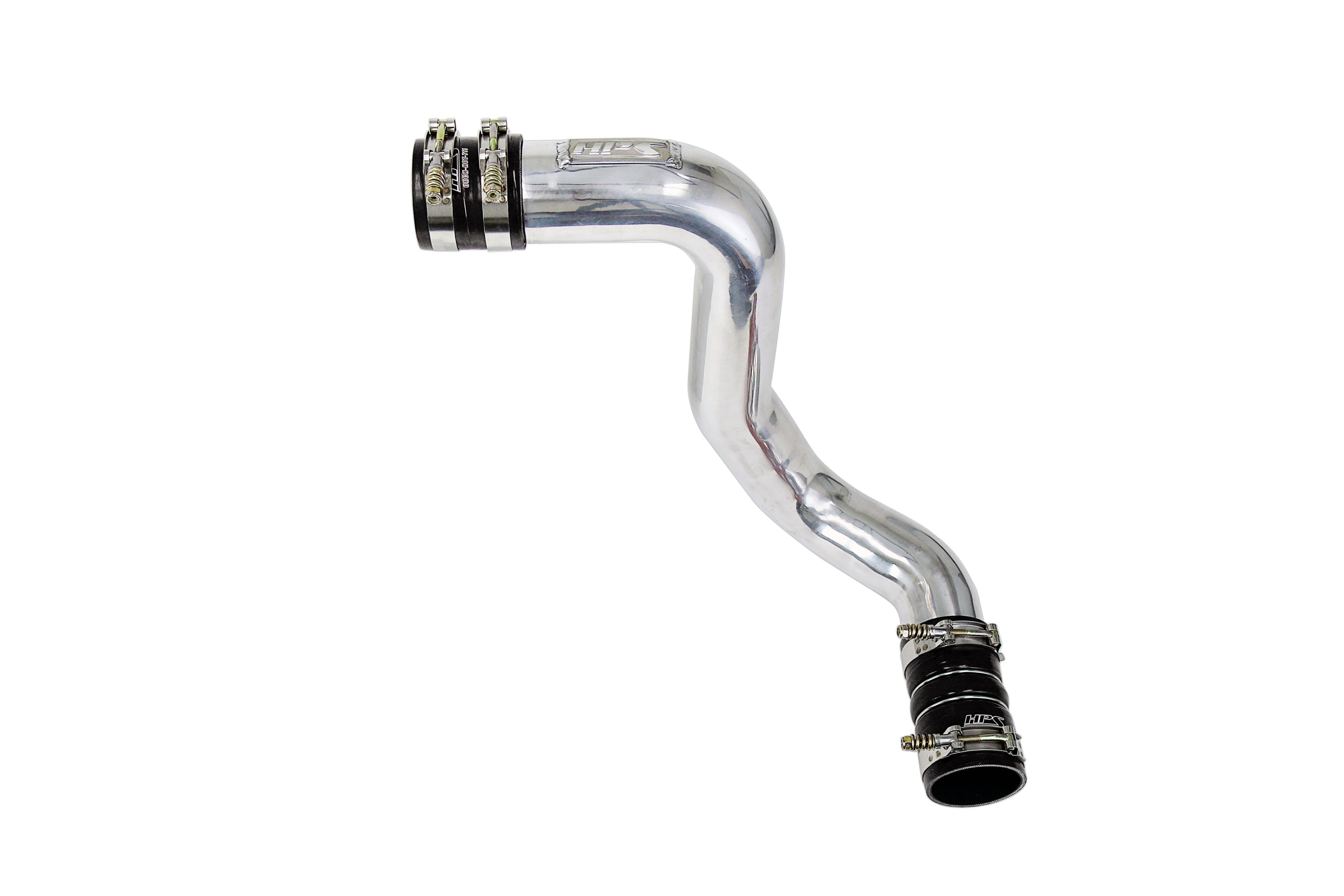 HPS Intercooler Charge Pipe (Cold Side) with Black Boots, Polished, 17-174P