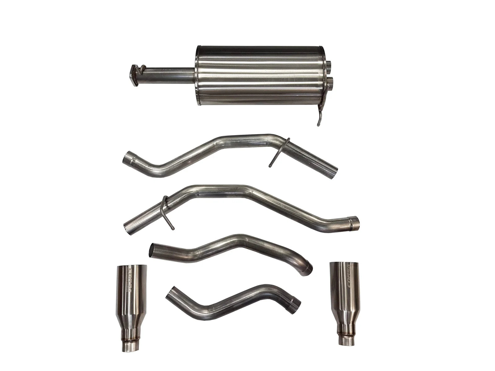 Corsa 25-26 Ram 2.5in Stainless Steel Sport Cat-back, Dual Rear Exit 5.0in Gunmetal Tip