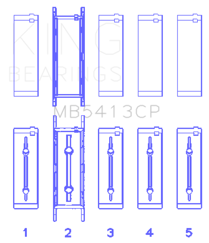 King Engine Bearings Opel LNF/LSJ/L42/61/Z22SE Crankshaft Main Bearing Set (Set of 5)
