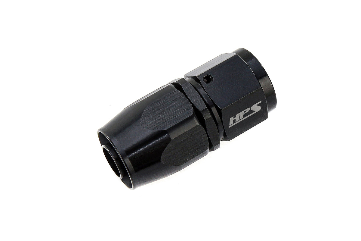 HPS Performance Straight -10 Compression Double Swivel Hose End to AN Female Aluminum Black