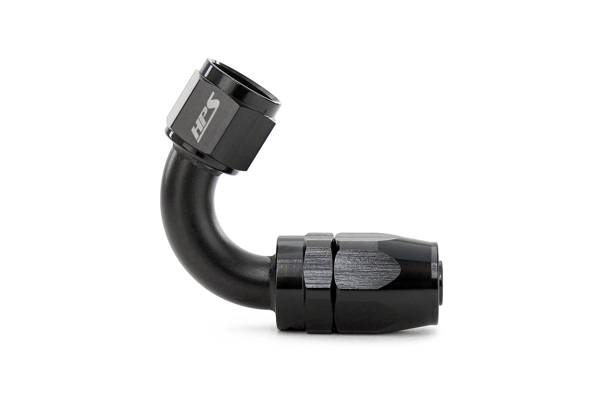 HPS Performance 120 Degree -12 Compression Double Swivel Hose End to AN Female Aluminum Black