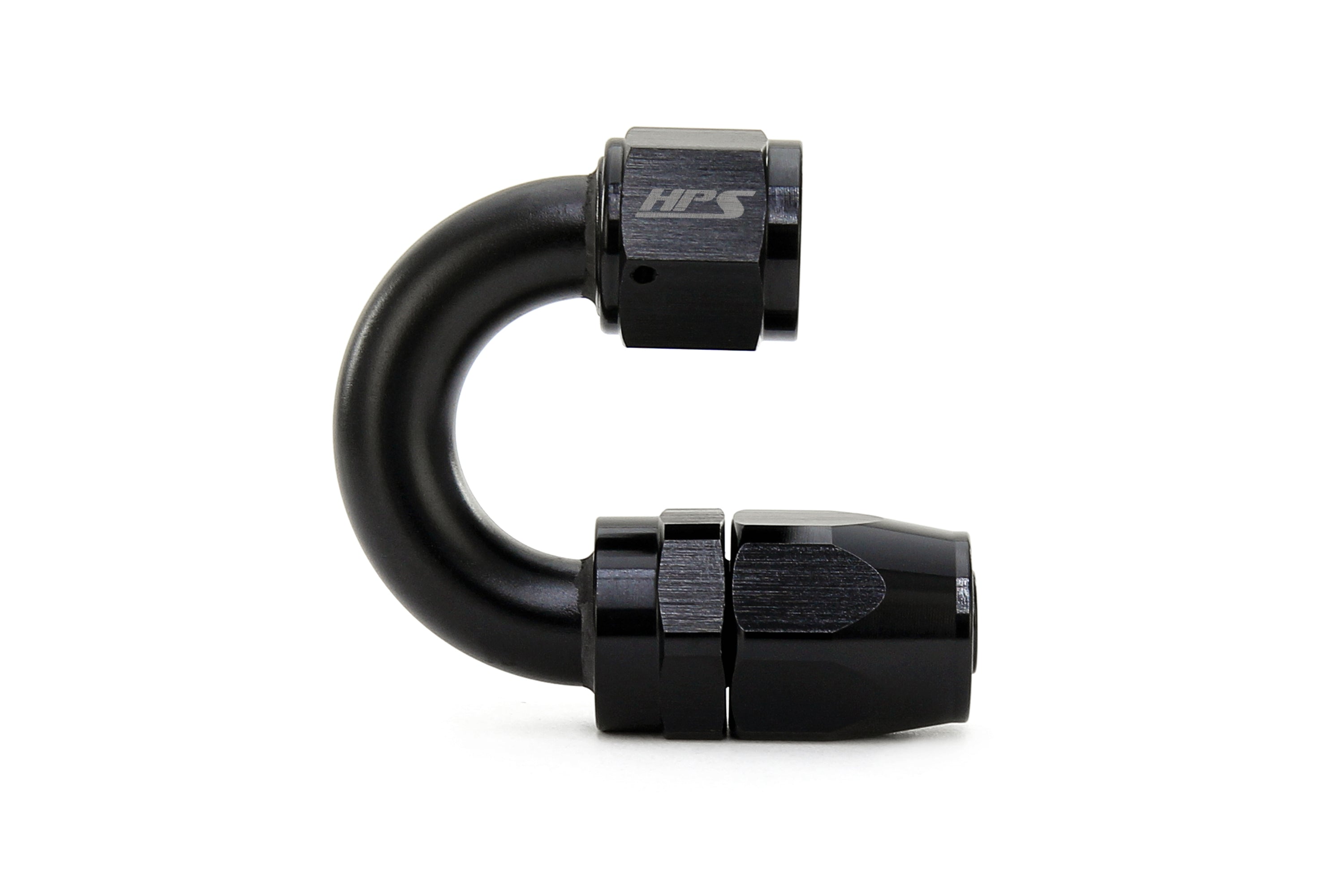 HPS Performance 180 Degree -6 Compression Double Swivel Hose End to AN Female Aluminum Black
