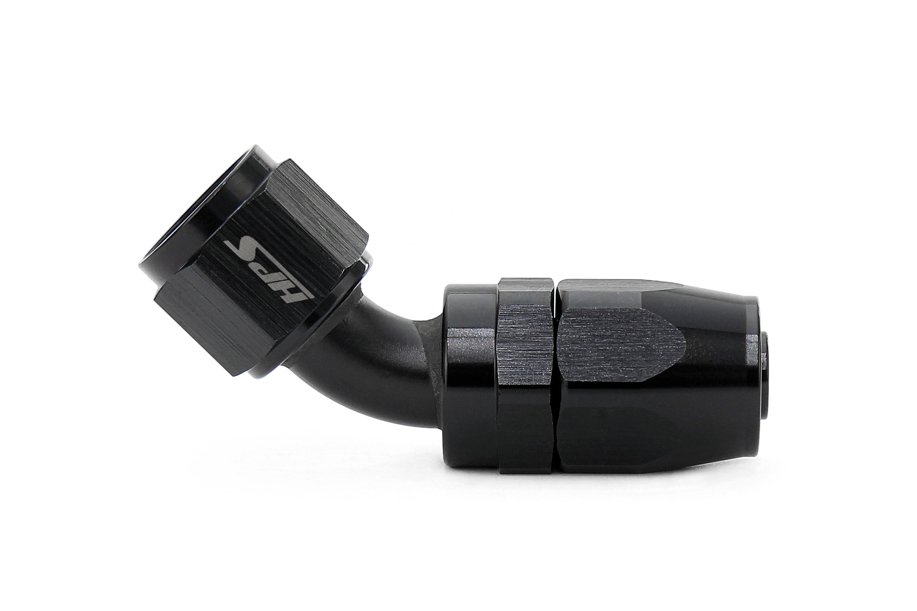 HPS Performance 45 Degree -12 Compression Double Swivel Hose End to AN Female Aluminum Black