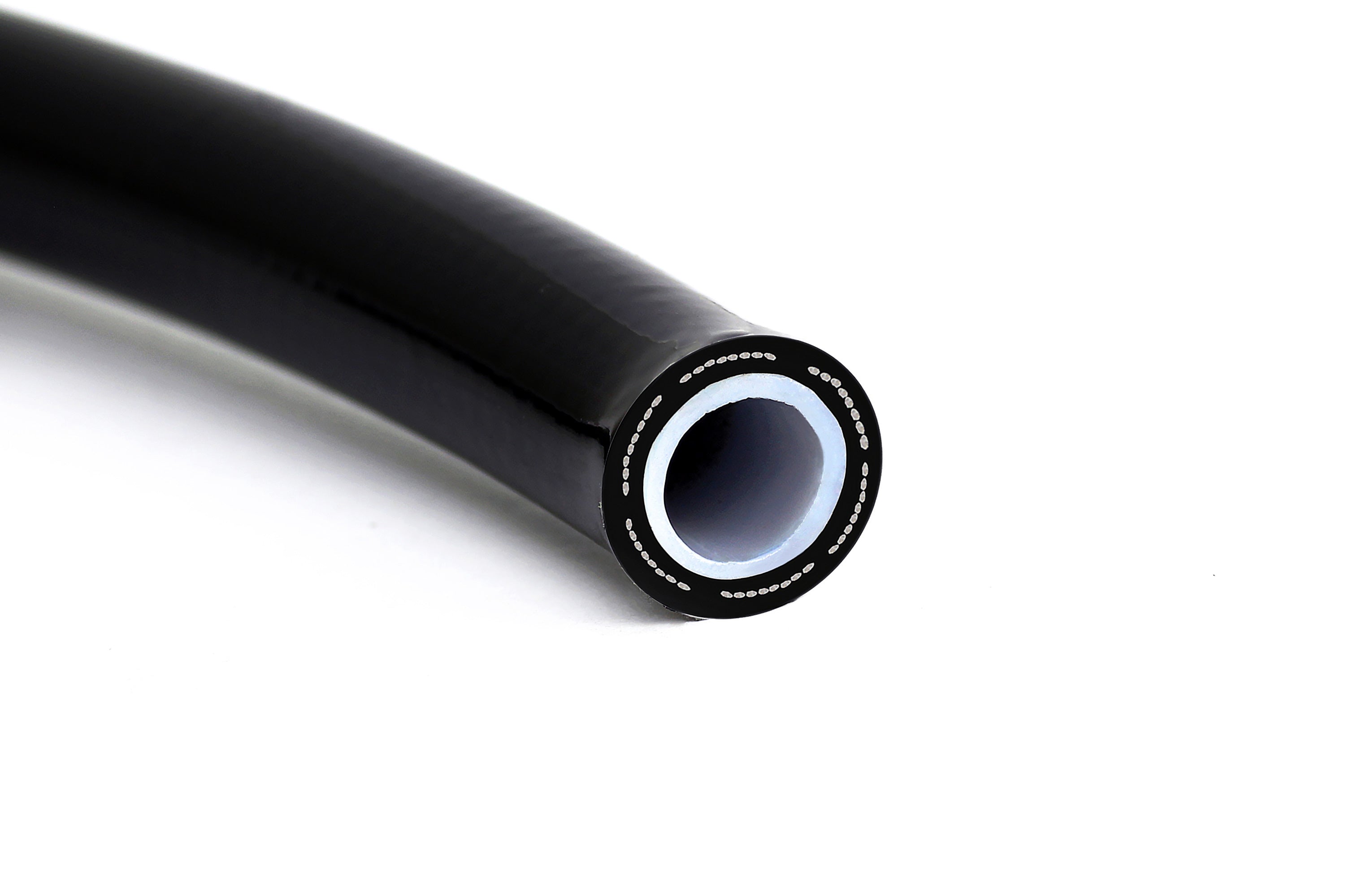 HPS Performance -6 PTFE Stainless Steel Reinforced Braided Hose with Black PVC Sleeve Black