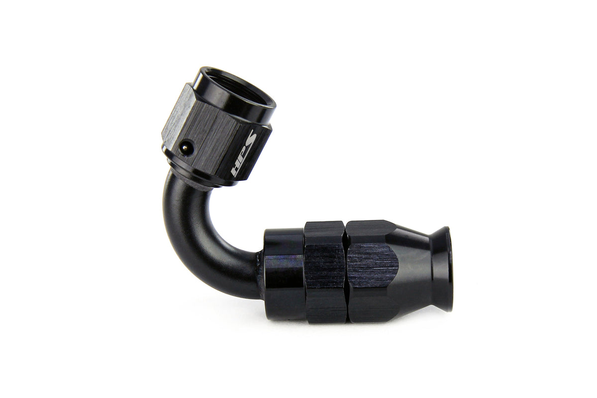 HPS Performance 120 Degree -3 Compression Teflon Hose End to AN Female for Stainless Steel Reinforced PTFE Hose Aluminum Black