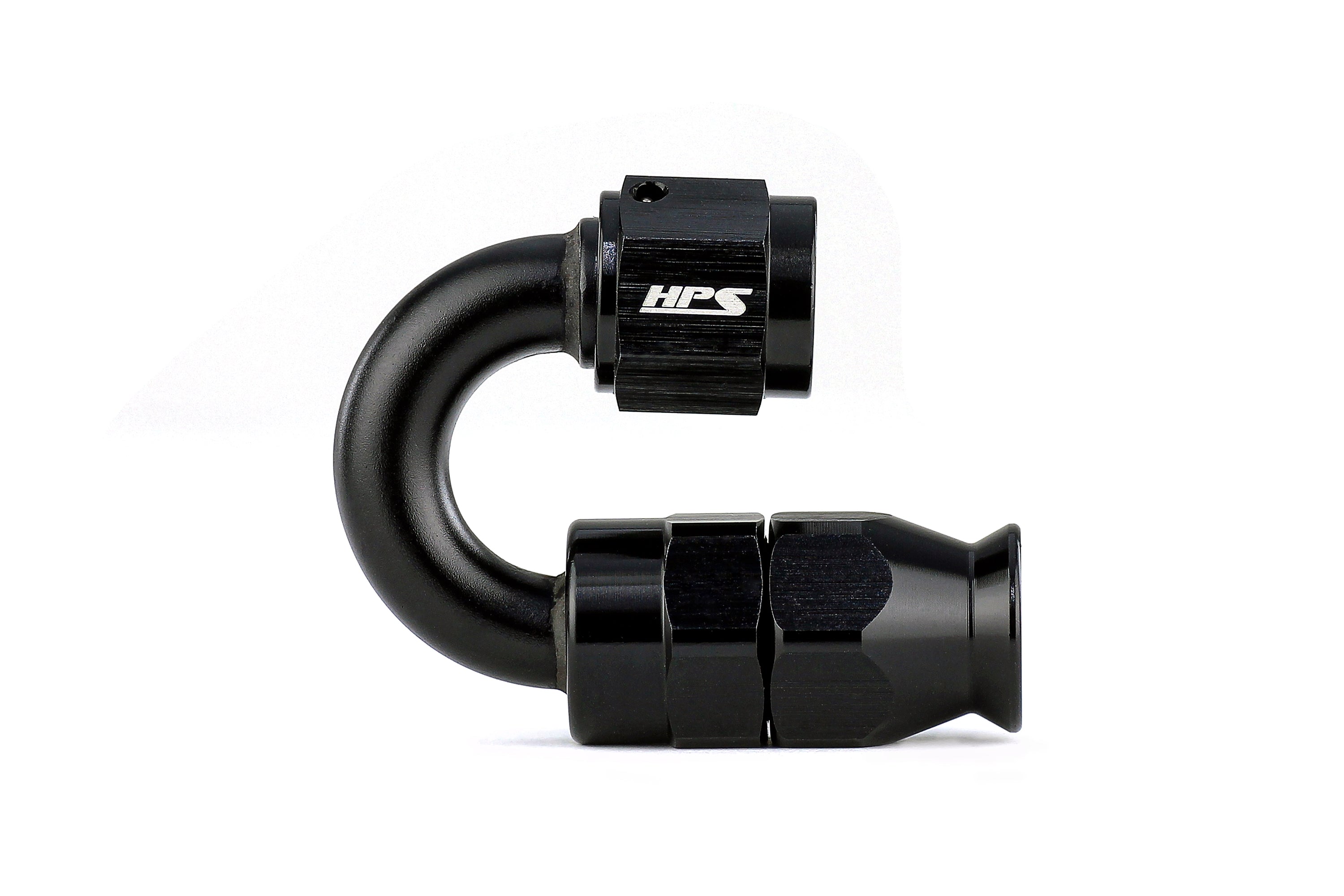 HPS Performance 180 Degree -8 Compression Teflon Hose End to AN Female for Stainless Steel Reinforced PTFE Hose Aluminum Black