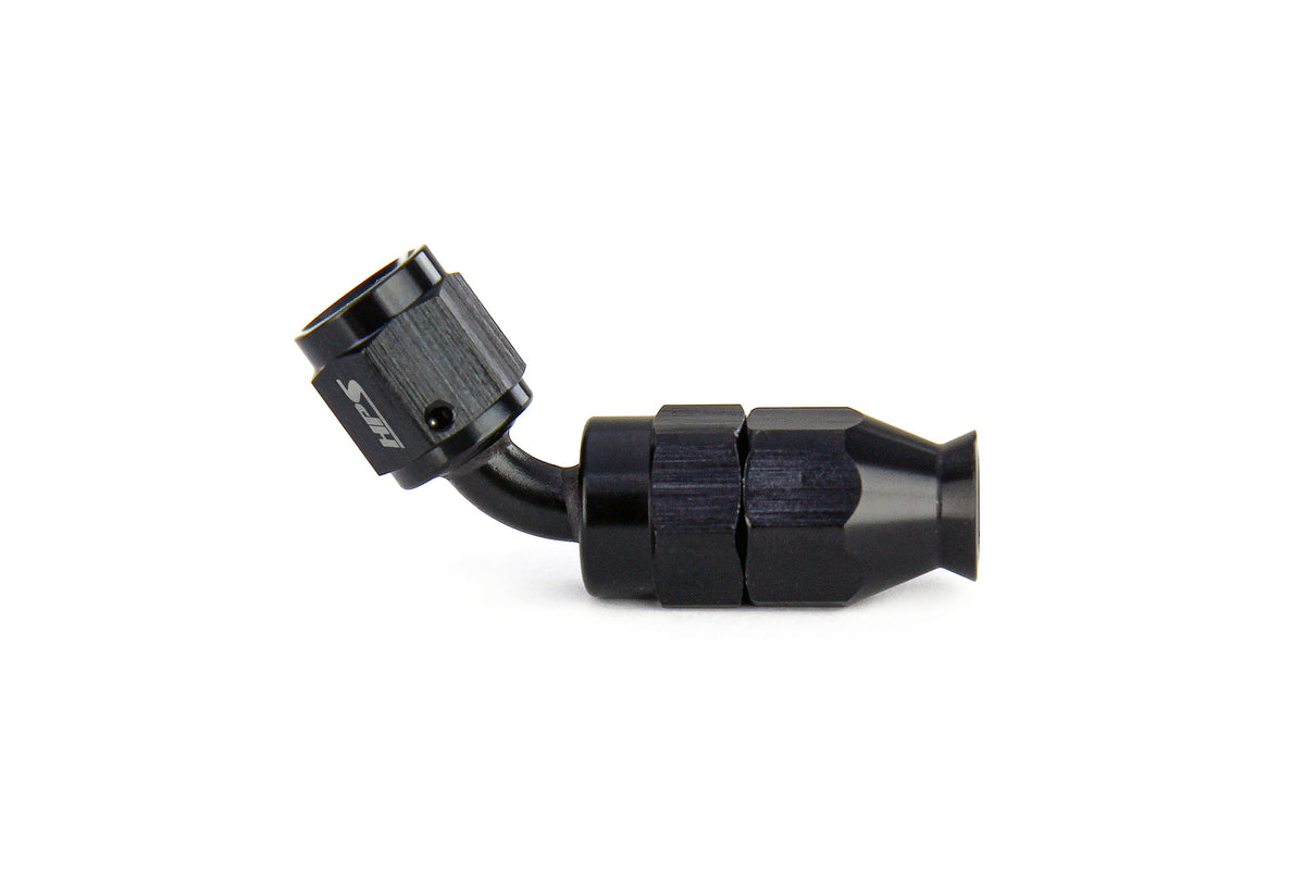 HPS Performance 45 Degree -10 Compression Teflon Hose End to AN Female for Stainless Steel Reinforced PTFE Hose Aluminum Black