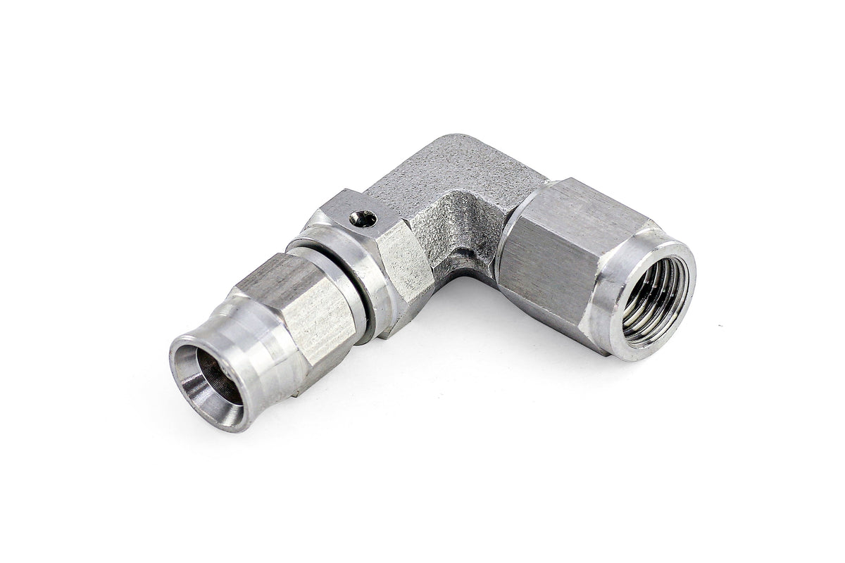 HPS Performance 90 Degree -3 Compression Teflon Hose End to AN Female for PTFE Hose Stainless Steel