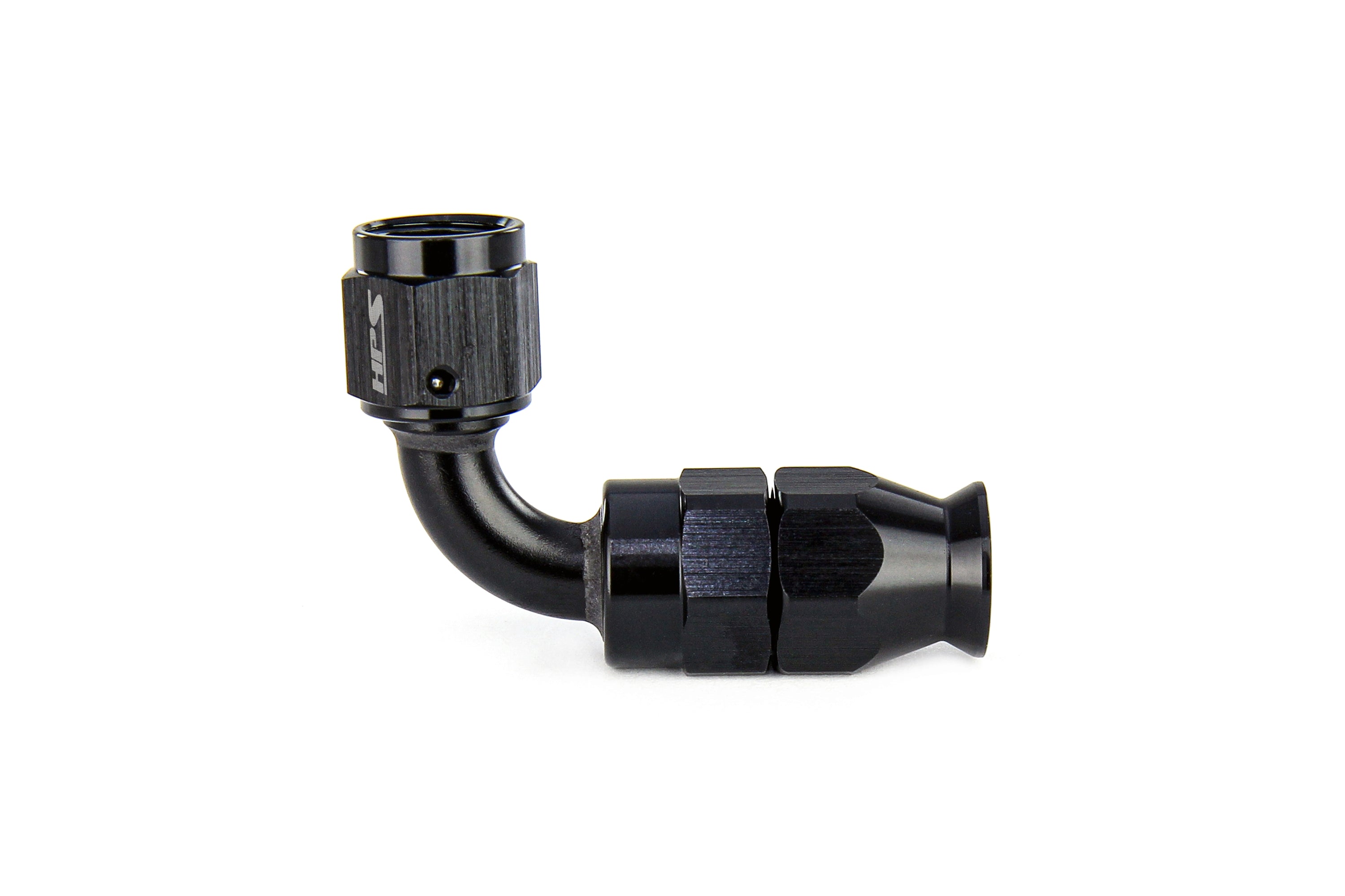 HPS Performance 90 Degree -8 Compression Teflon Hose End to AN Female for Stainless Steel Reinforced PTFE Hose Aluminum Black