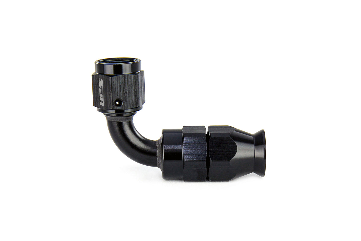 HPS Performance 90 Degree -10 Compression Teflon Hose End to AN Female for Stainless Steel Reinforced PTFE Hose Aluminum Black