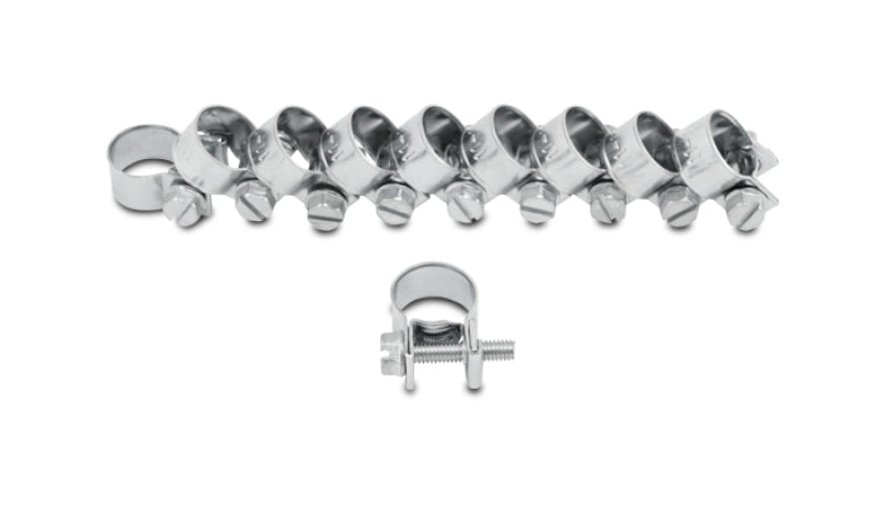 Vibrant Inj Style Mini Hose Clamps 12-14mm clamping range Pack of 10 Zinc Plated Mild Steel