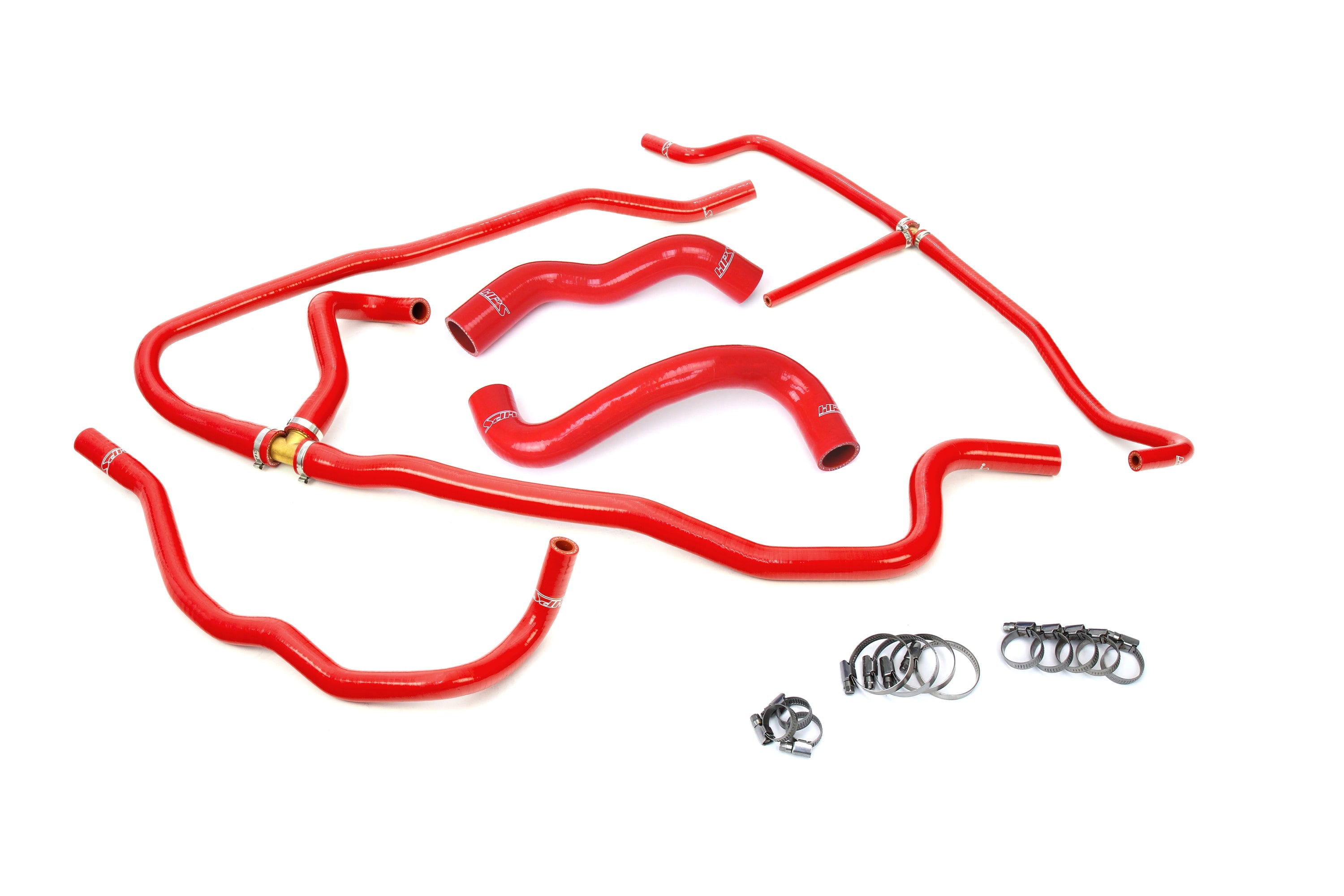 HPS Performance High Temp Reinforced Silicone Radiator and Heater Coolant Hose Kit Red 57-1276-RED
