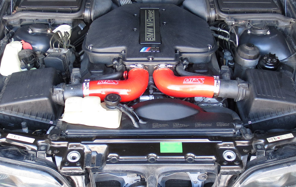 HPS Performance High Temp Reinforced Silicone Air Intake Hose Kit, Red, 57-1291-RED