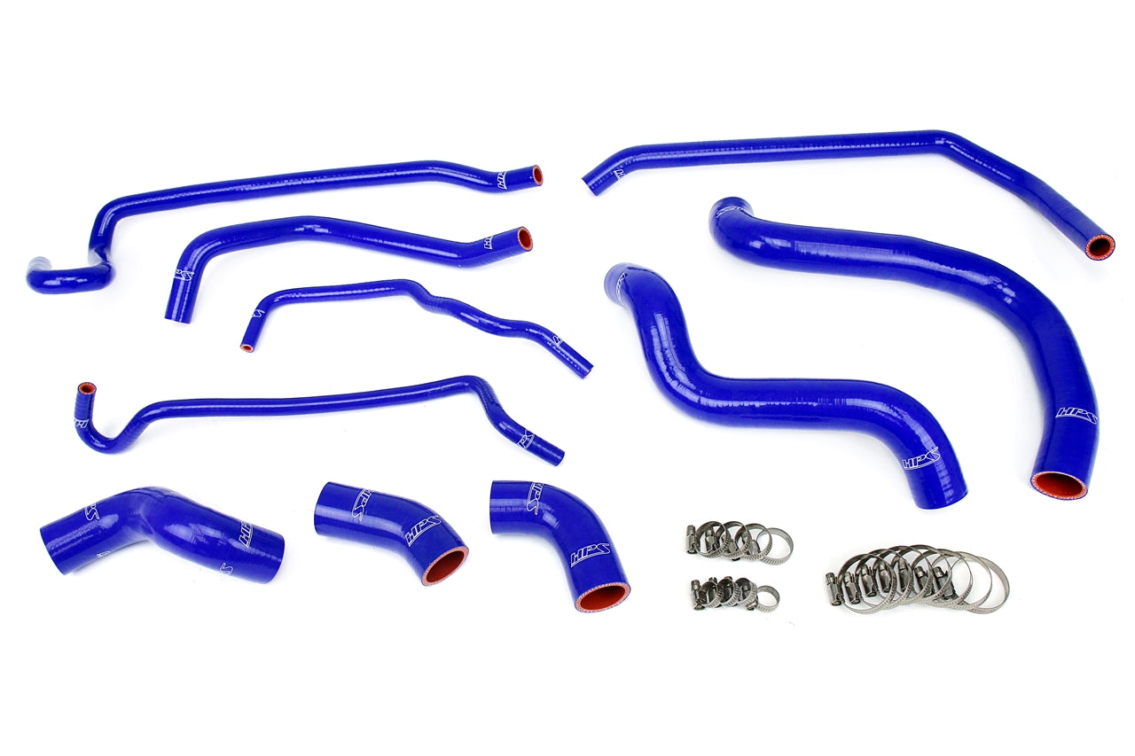 HPS Performance High Temp Reinforced Silicone Radiator and Heater Coolant Hose Kit Blue 57-1429-BLUE