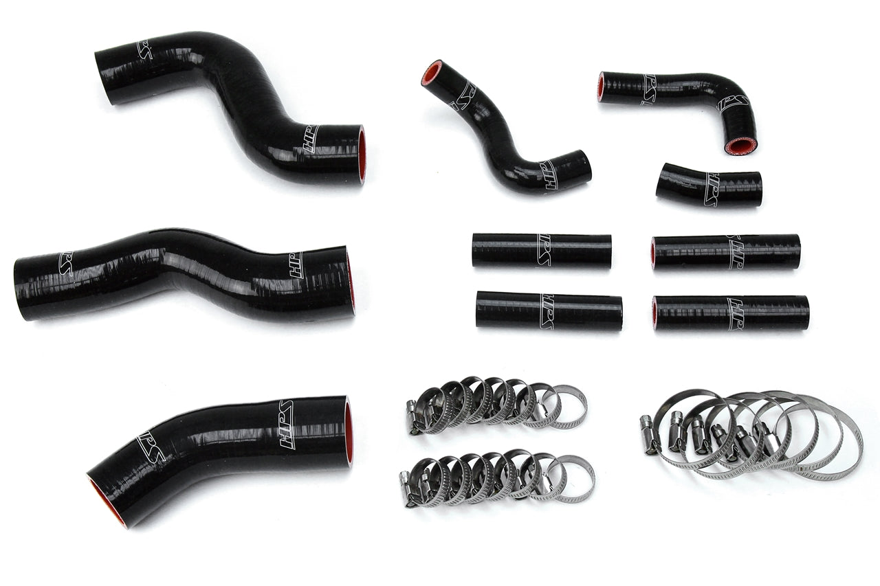 HPS Performance High Temp Reinforced Silicone Radiator and Heater Coolant Hose Kit Black 57-1441-BLK