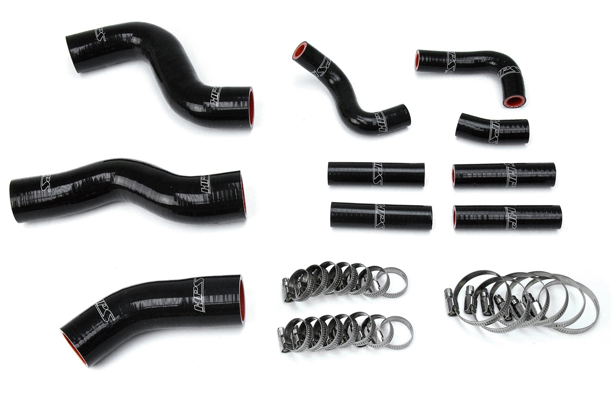 HPS Performance High Temp Reinforced Silicone Radiator and Heater Coolant Hose Kit Black 57-1441-BLK