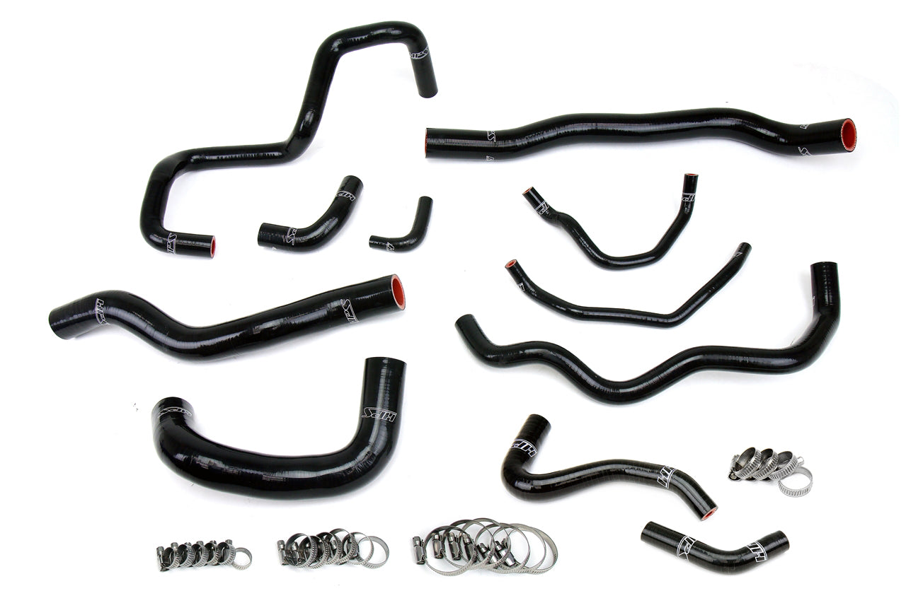 HPS Performance High Temp Reinforced Silicone Radiator oil cooler ancillary Coolant Hose Kit Black 57-1876-BLK