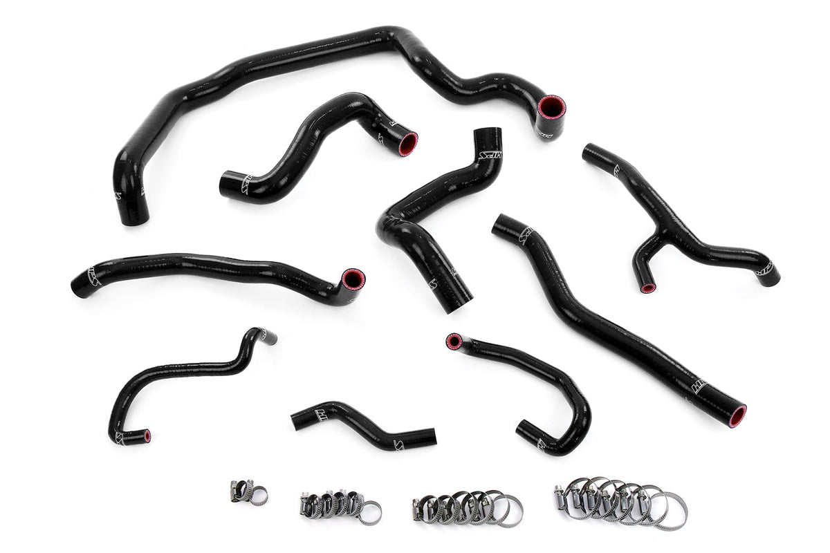 HPS Performance High Temp Reinforced Silicone Radiator Heater Water Pump and Expansion Tank Coolant Hose Kit Black 57-1997-BLK