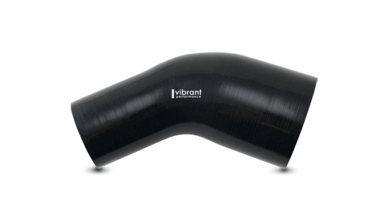 Vibrant 2.50in ID x 3in ID Gloss Black Silicone 45 Degree Transition Elbow