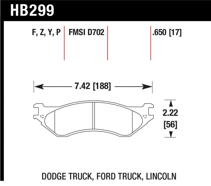 Hawk Dodge B1500 VanDurango/1500 Pickup/1500 Van / Ford / Lincoln LTS Street Front & Rear Brake Pad