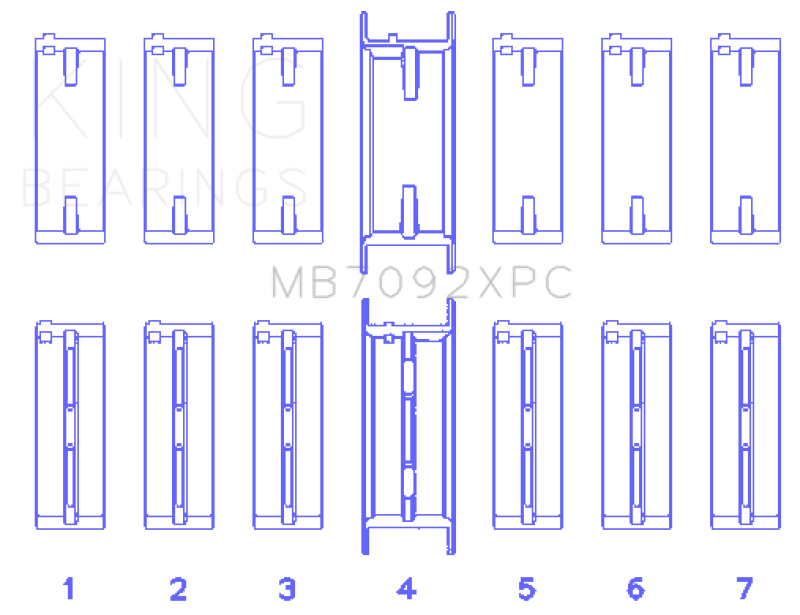 King Engine Bearings Nissan RB26DETT 24V Coated Performance Main Bearing Set - Size STDX