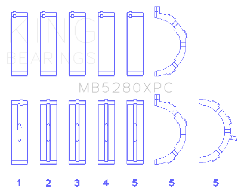 King Engine Bearings Ford 4.6L/5.4L V8 SOHC Performance Coated Main Bearing Set - Size STD