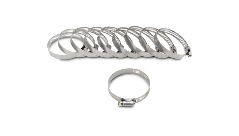 Vibrant S.S. Worm Gear Clamps Pack of 10 - Clamping Range: 1.30in - 2.16in (33mm - 55mm)
