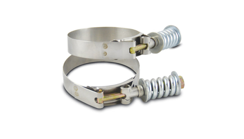 Vibrant SS T-Bolt Clamps Pack of 2 Size Range: 3.78in to 4.08in OD For use w/ 3.5in ID Couplings