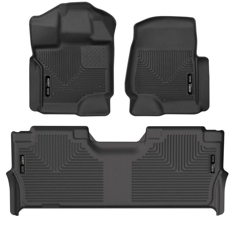 Husky Liners 17-19 F-250/F-350/F-450 Crew Cab Weatherbeater Black Front & 2nd Seat Floor Liners