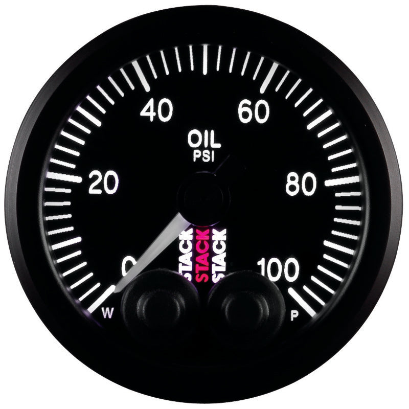 Autometer Stack Instruments Pro Control 52mm 0-100 PSI Oil Pressure Gauge - Black (1/8in NPTF Male)