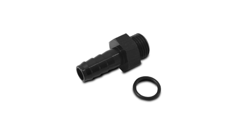 Vibrant Aluminum Male -8AN ORB to 3/8in Barb w/O-Ring - Anodized Black