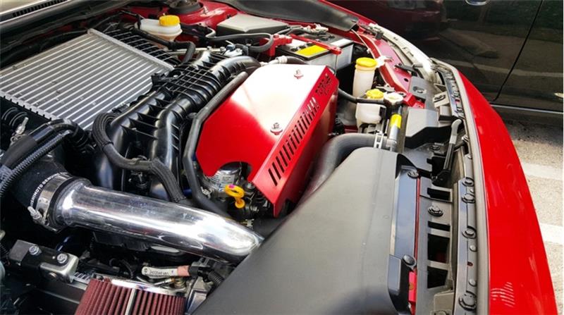 Torque Solution Engine Pulley Cover 2015+ Subaru WRX/2014+ Forester XT - Red