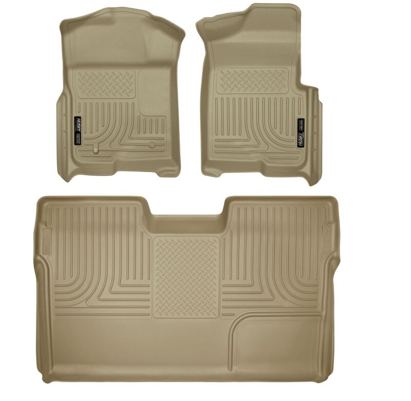 Husky Liners 09-12 Ford F-150 Super Crew Cab WeatherBeater Combo Tan Floor Liners