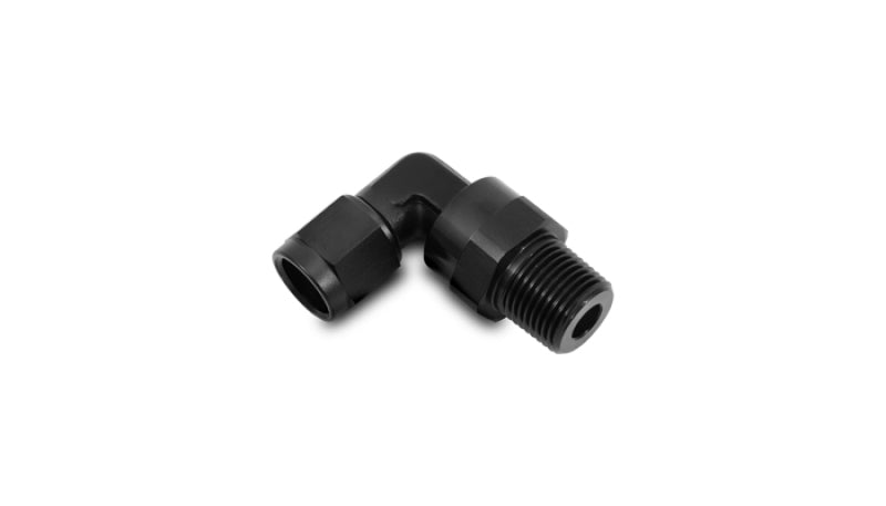 Vibrant -4AN to 1/8in NPT Female Swivel 90 Degree Adapter Fitting