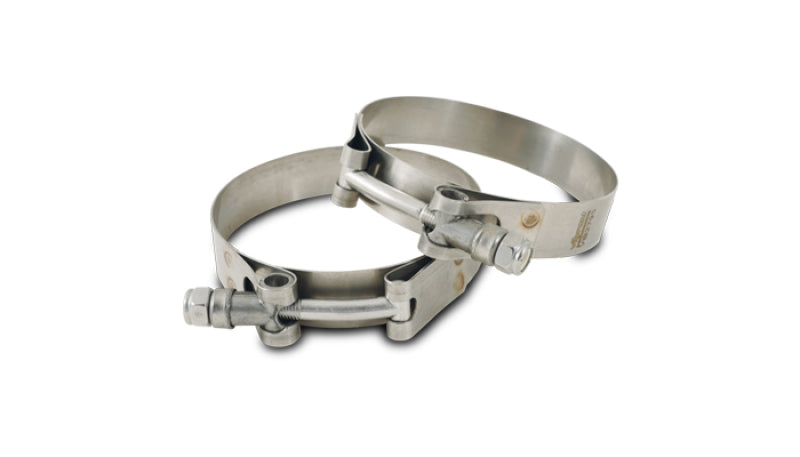 Vibrant Stainless Steel T-Bolt Clamps - Clamp Range 2.40in-2.64in (2 Pack)
