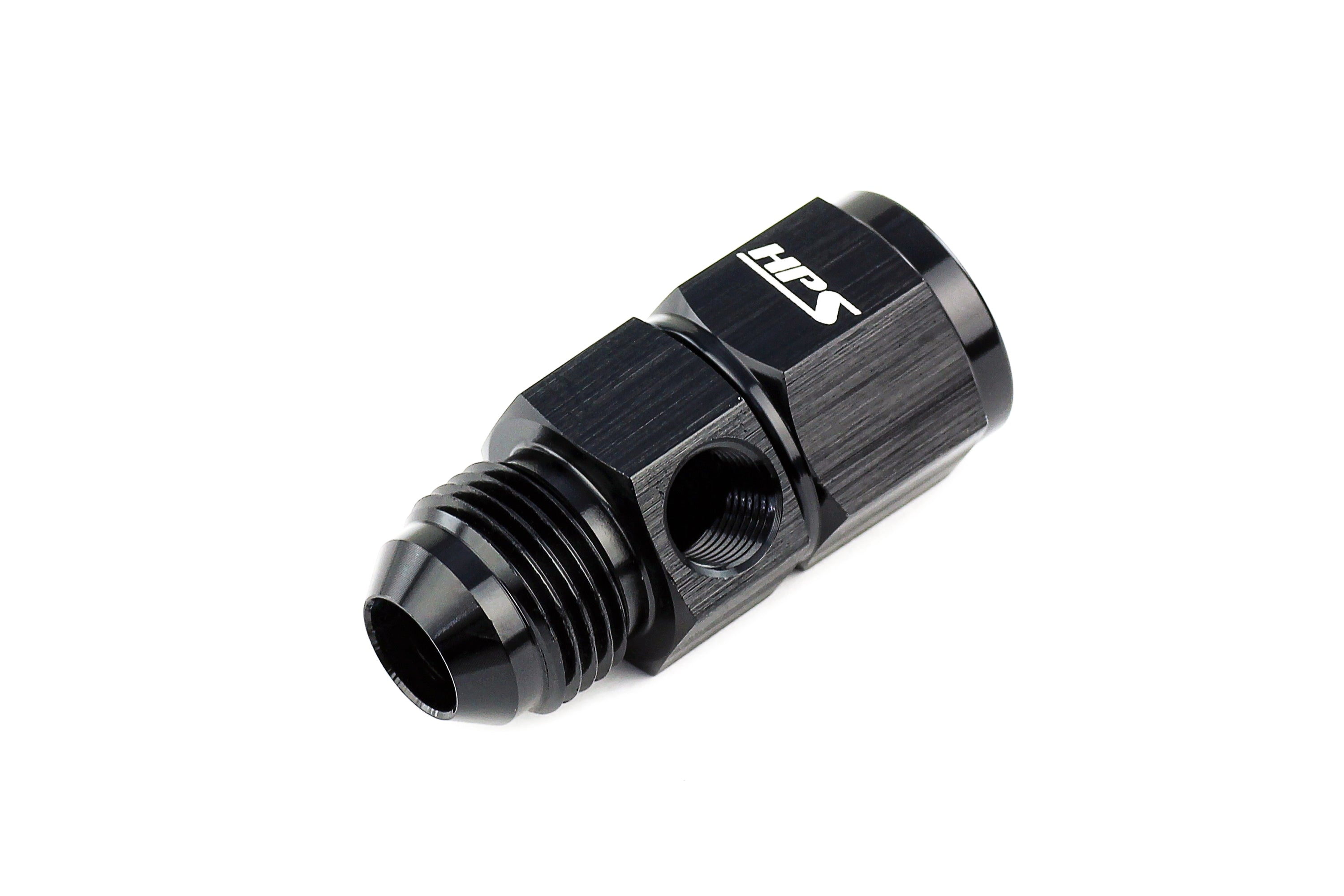 HPS Performance -6 AN Male to Female Fuel Pressure Gauge Adapter with 1/8" NPT Female Port, Aluminum, Black