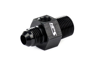 HPS Performance -6 AN Male to 3/8 inch NPT Male Adapter with 1/8 inch NPT Female Port Aluminum Black